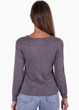 Buzo con escote en v y guipure color gris para mujer - Flashy