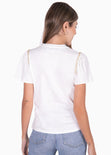 Camiseta con estampado "Chic and Noir" y cadenas para mujer - Flashy