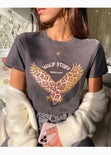 Camiseta con estampado de águila color gris para mujer - Flashy