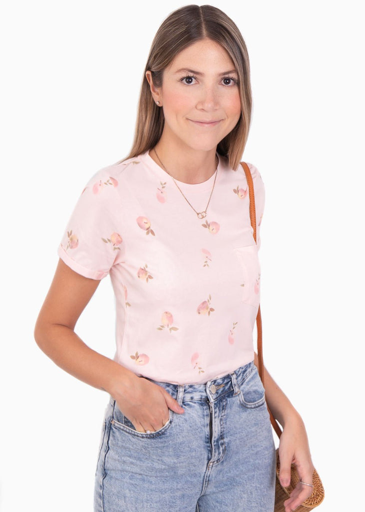 Camiseta con estampado de duraznos para mujer - Flashy