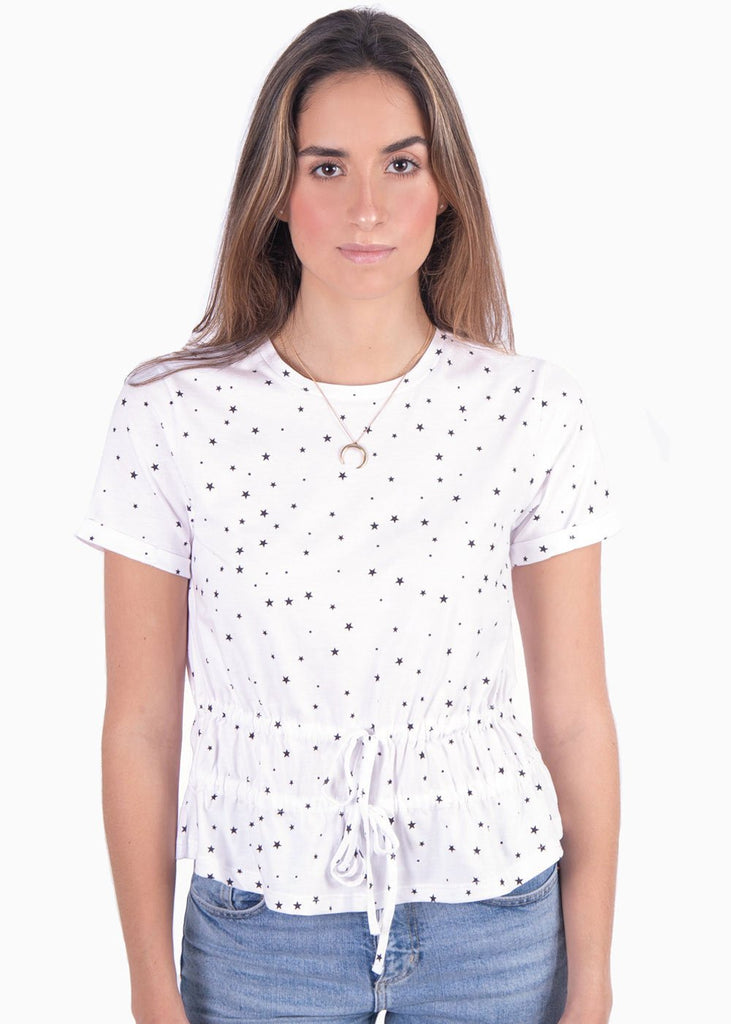 Camiseta con estampado de estrellas y anudados para mujer - Flashy