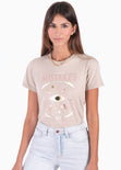 Camiseta con estampado "mistakes" color beige para mujer - Flashy