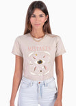 Camiseta con estampado "mistakes" color beige para mujer - Flashy