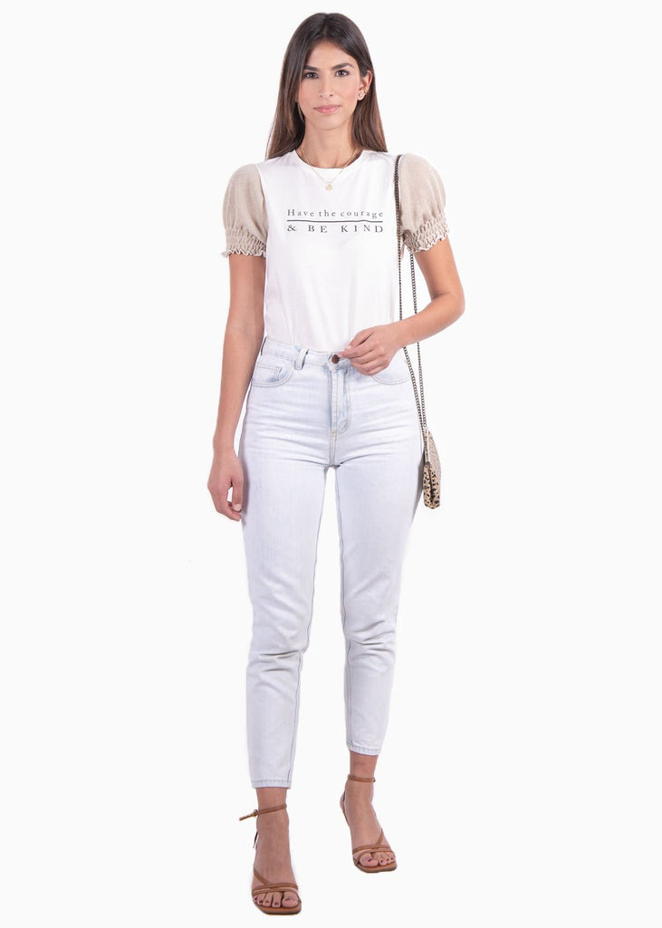 Camiseta con mangas abullonadas "have the courage and be kind" para mujer - Flashy