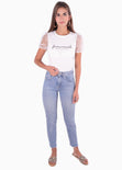 Camiseta con mangas en organza y estampado "Feminist" para mujer - Flashy