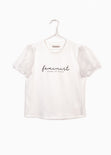 Camiseta con mangas en organza y estampado "Feminist" para mujer - Flashy