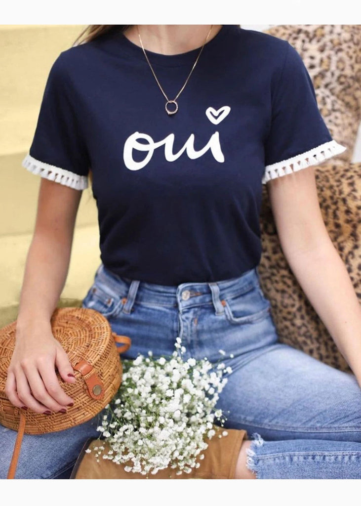 Camiseta estampada "Oui" para mujer - Flashy