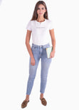 Camiseta estampada con mangas de ojalillo "Good things" para mujer - Flashy