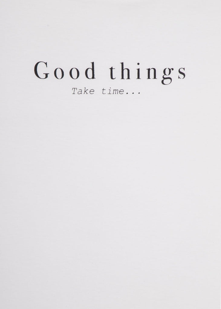 Camiseta estampada con mangas de ojalillo "Good things" para mujer - Flashy