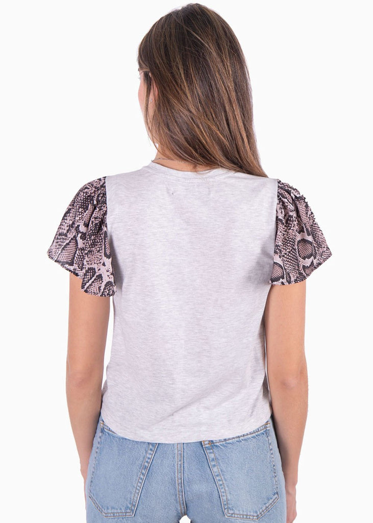 Camiseta estampada con mangas de pitón para mujer - Flashy