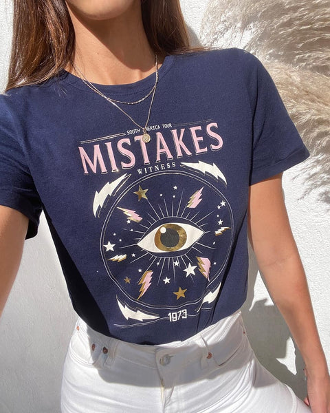 Camiseta con estampado "mistakes" color azul para mujer - Flashy