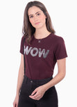 Camiseta estampada "wow" para mujer - Flashy
