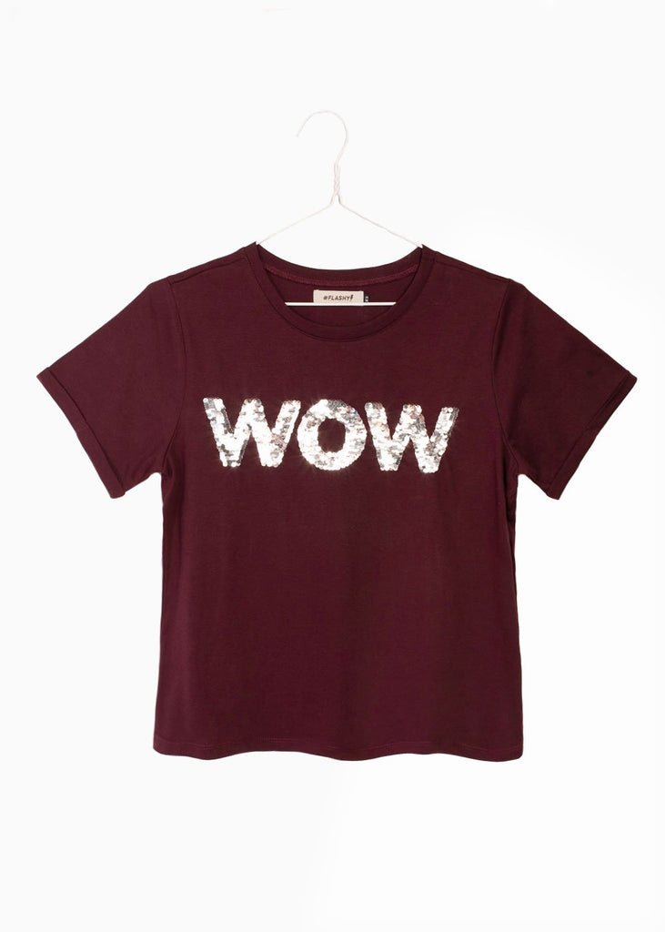 Camiseta estampada "wow" para mujer - Flashy