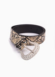 Cinturón con print de pyton y hebilla vaquera para mujer - Flashy