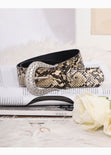 Cinturón con print de pyton y hebilla vaquera para mujer - Flashy
