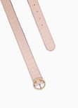 Cinturón con textura de piel y hebilla redonda para mujer - Flashy