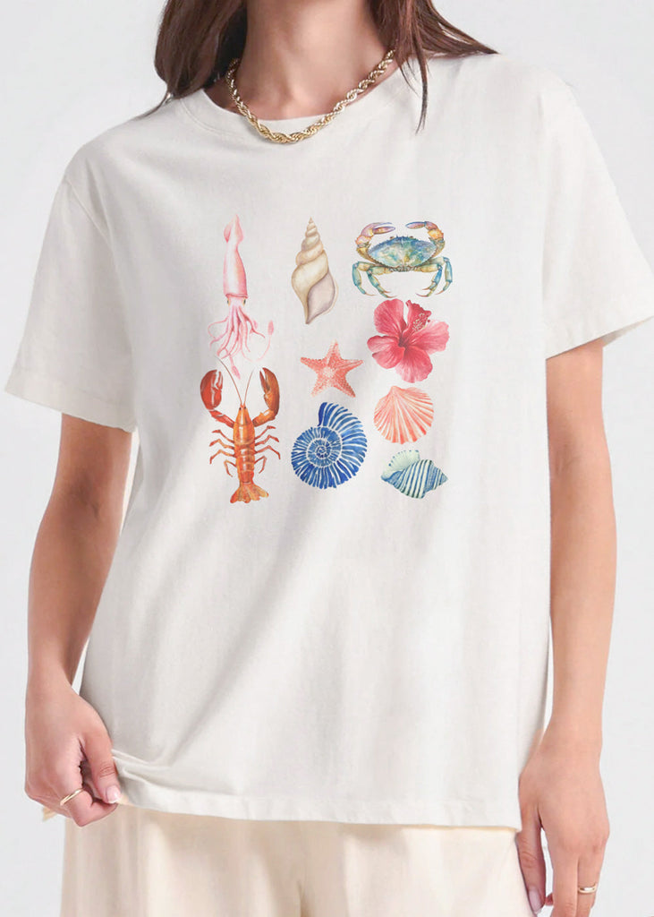 Camiseta estampada color blanco, marfil para mujer - Flashy