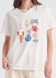 Camiseta estampada color blanco, marfil para mujer - Flashy