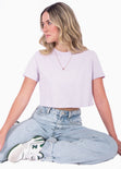 Camiseta crop manga corta color lila para mujer - Flashy