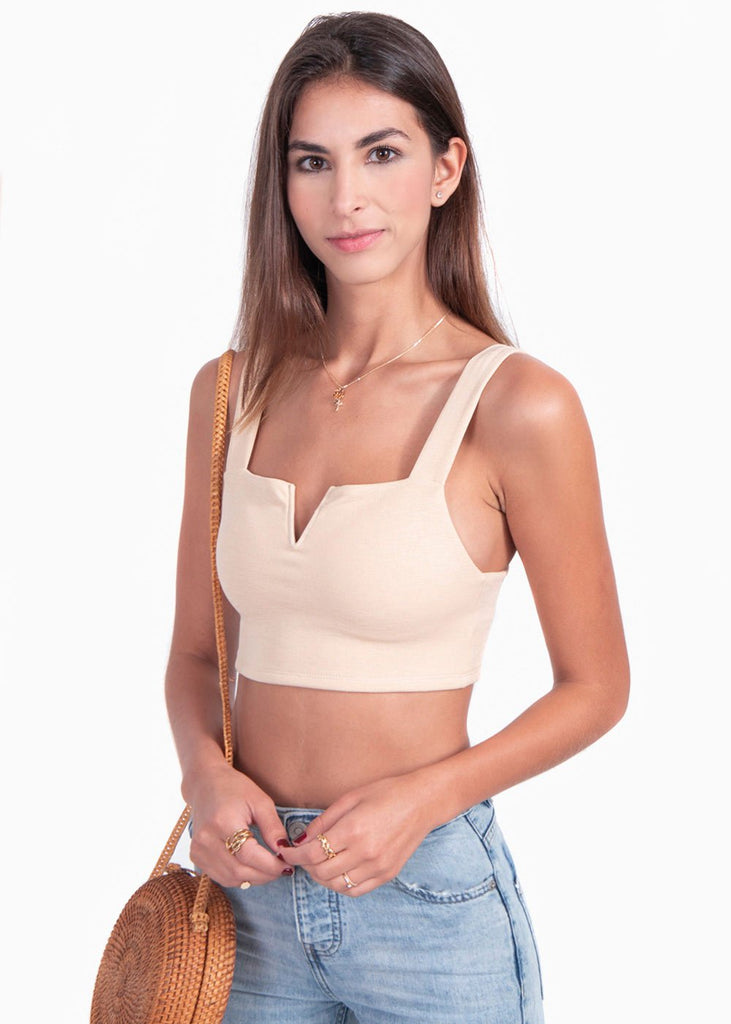 Crop top beige para mujer - Flashy