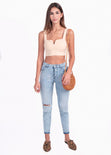 Crop top beige para mujer - Flashy