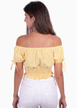 Crop top campesino con estampado de cuadros para mujer - Flashy