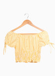 Crop top campesino con estampado de cuadros para mujer - Flashy
