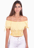 Crop top campesino con estampado de cuadros para mujer - Flashy