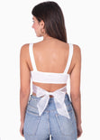 Crop top con anudado de organza en espalda para mujer - Flashy