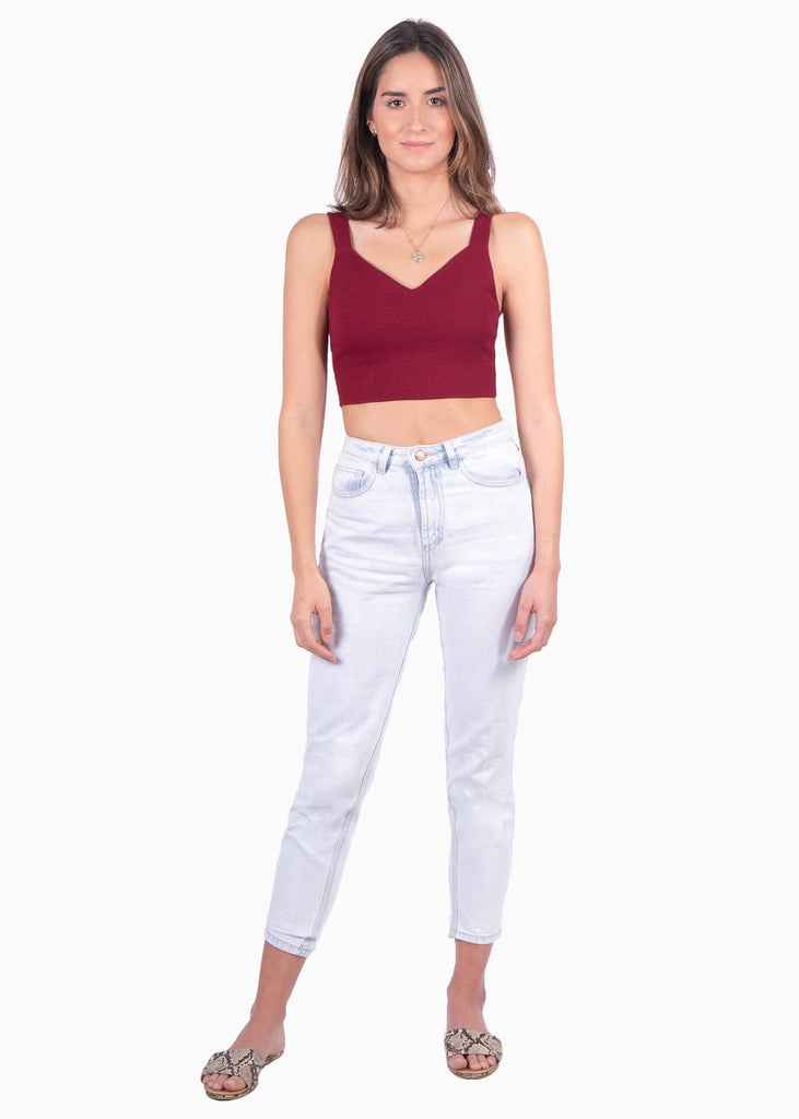 Crop top con anudado de organza en espalda para mujer - Flashy