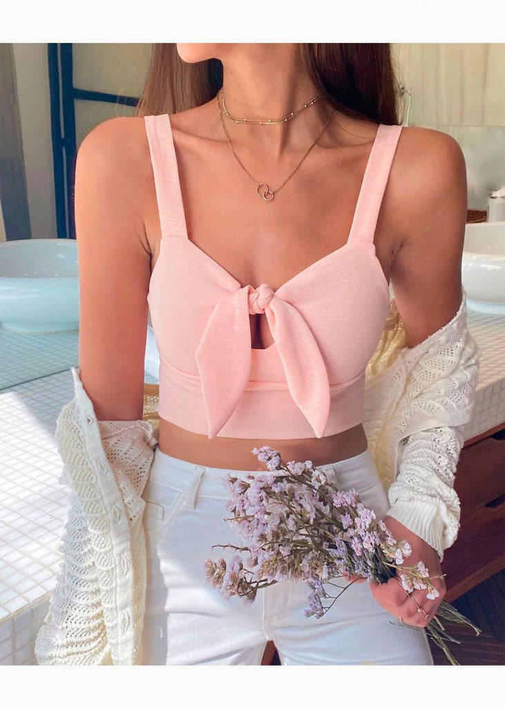 Crop top con anudado en escote para mujer - Flashy