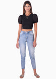 Crop top con anudados en espalda color negro para mujer - Flashy