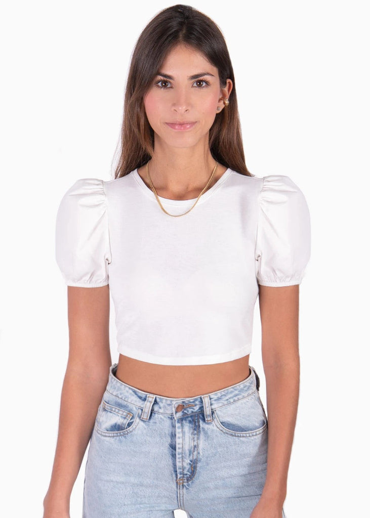 Crop top con anudados en espalda color blanco para mujer - Flashy