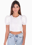 Crop top con anudados en espalda color blanco para mujer - Flashy