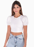 Crop top con anudados en espalda color blanco para mujer - Flashy