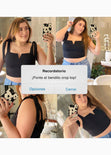 Crop top con anudados en tiras color negro para mujer - Flashy