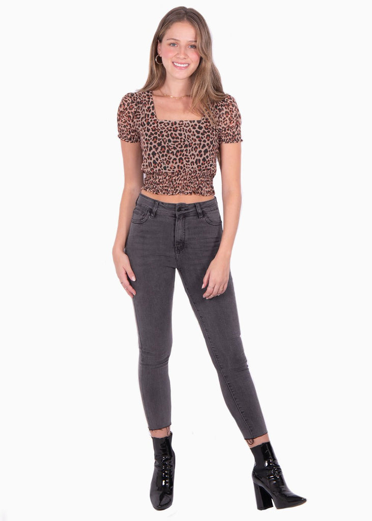 Crop top con escote cuadrado y recogidos para mujer - Flashy