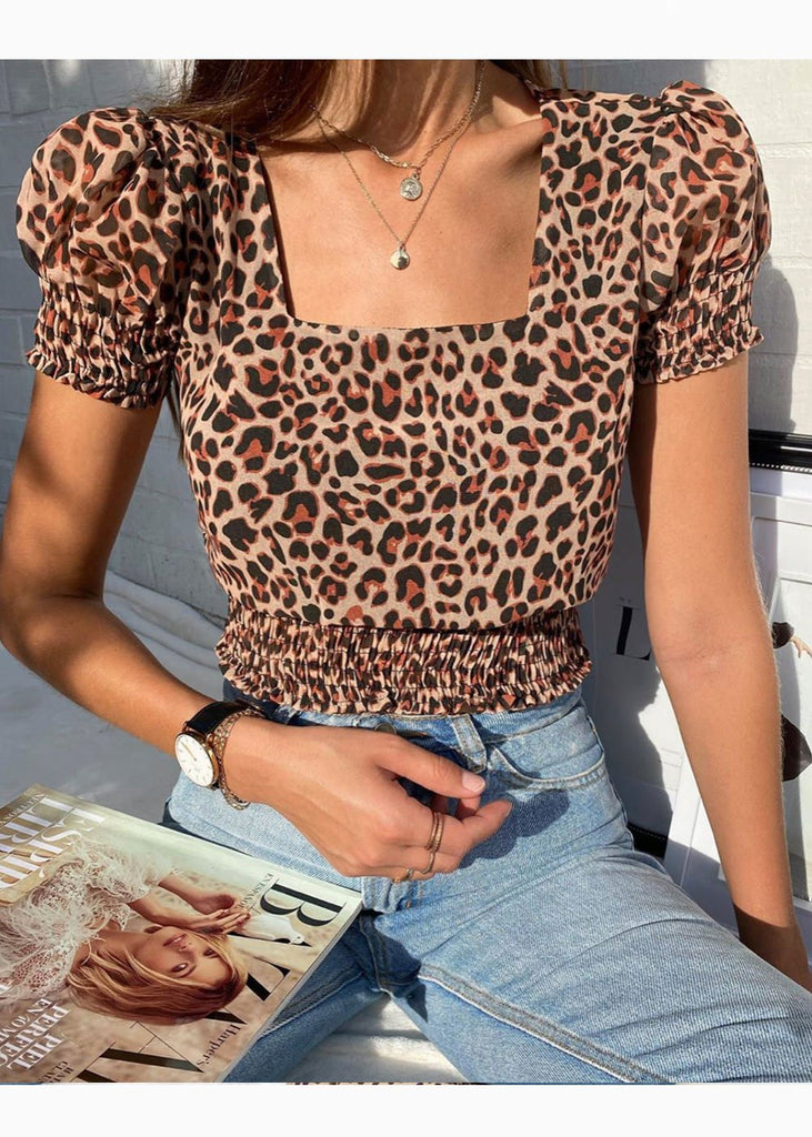 Crop top con escote cuadrado y recogidos para mujer - Flashy