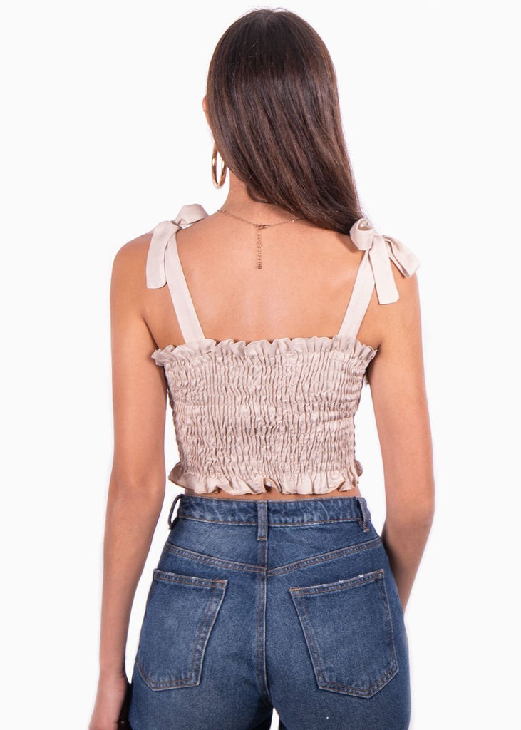Crop top con recogido y anudados en tiras para mujer - Flashy