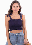 Crop top con recogido y anudados en tiras para mujer - Flashy