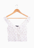 Crop top de lino con puntos y boleros para mujer - Flashy