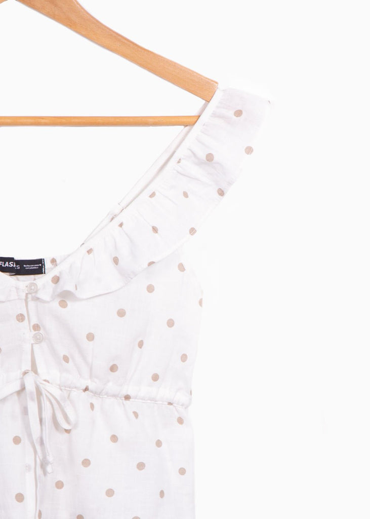 Crop top de lino con puntos y boleros para mujer - Flashy
