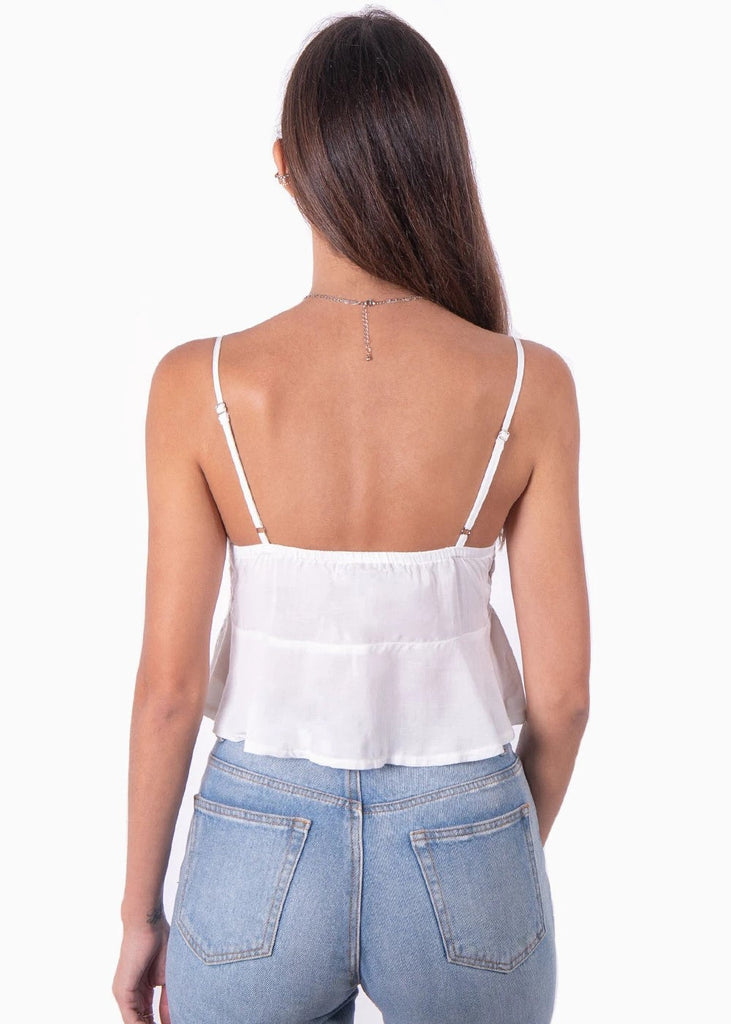 Crop top de ojalillo con anudado en escote para mujer - Flashy