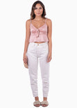 Crop top de tiras con anudado y boleros en satín para mujer - Flashy
