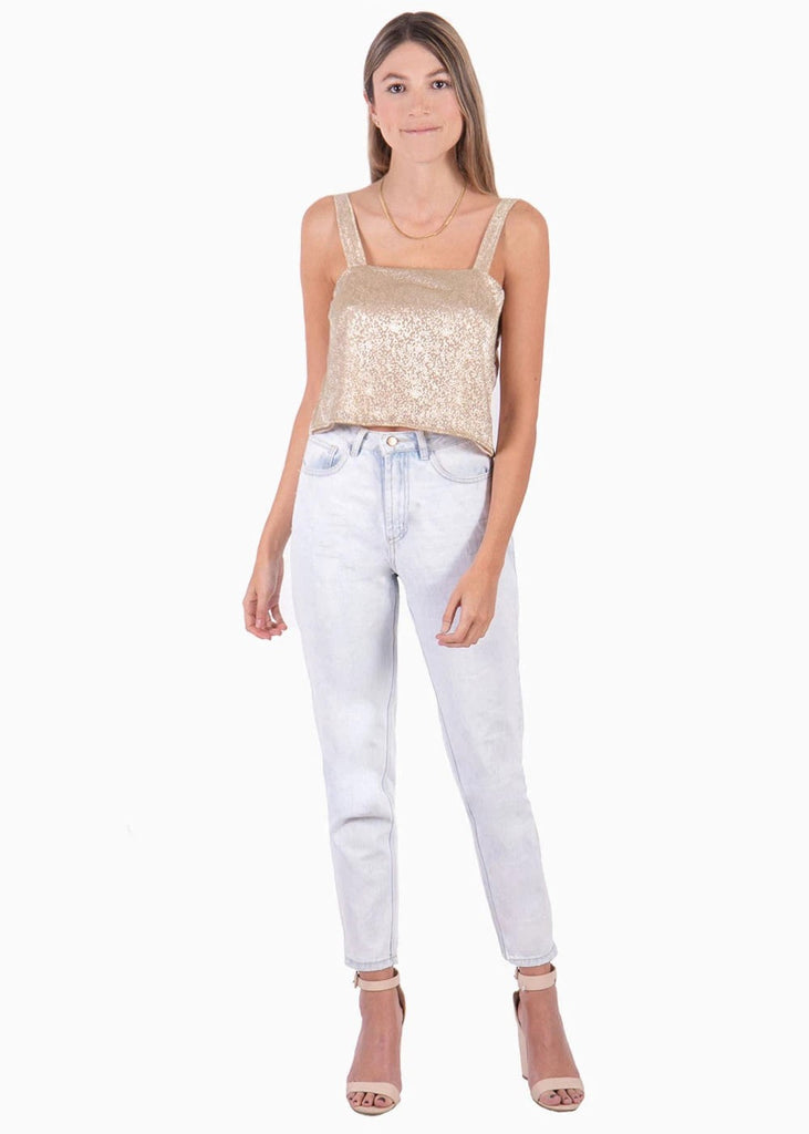 Crop top de tiras con escote cuadrado para mujer - Flashy