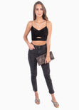 Crop top de tiras en velvet para mujer - Flashy