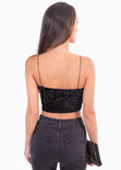 Crop top de tiras en velvet para mujer - Flashy