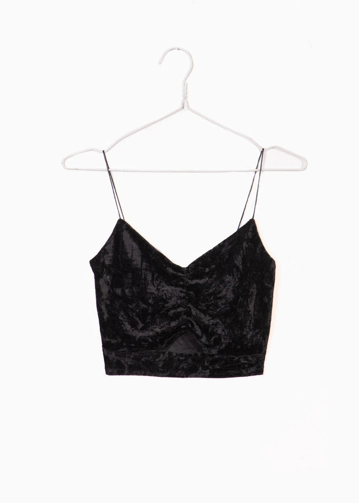 Crop top de tiras en velvet para mujer - Flashy