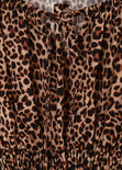 Blusa estampada de animal print con mangas abullonadas color café para mujer - Flashy