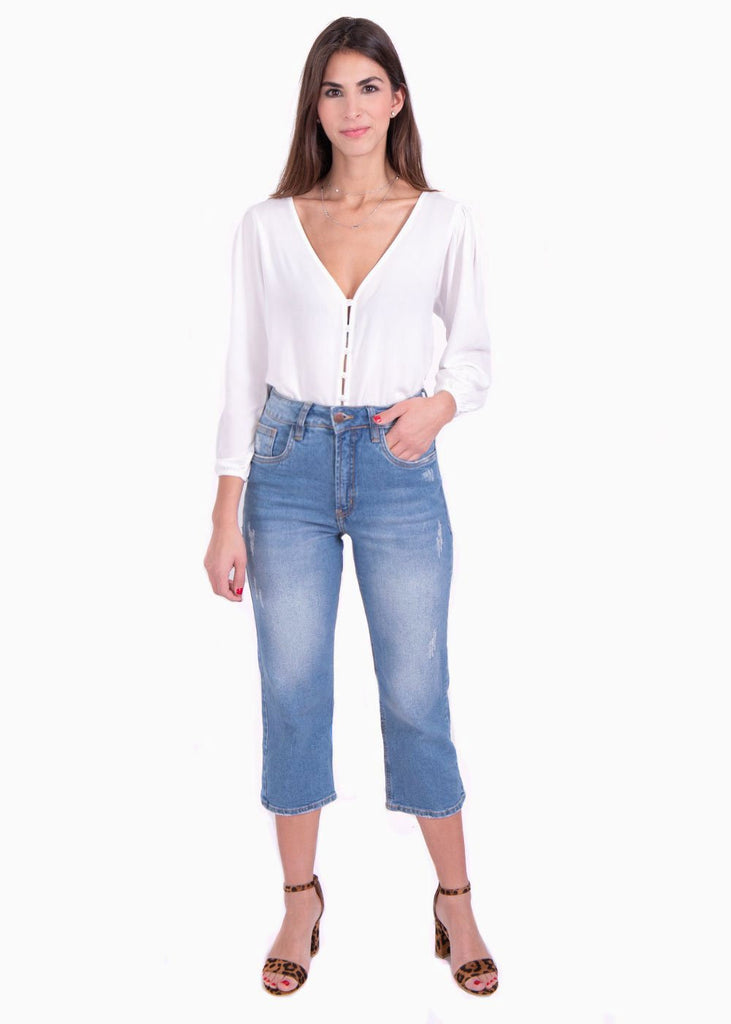Jean tiro alto culotte para mujer - Flashy
